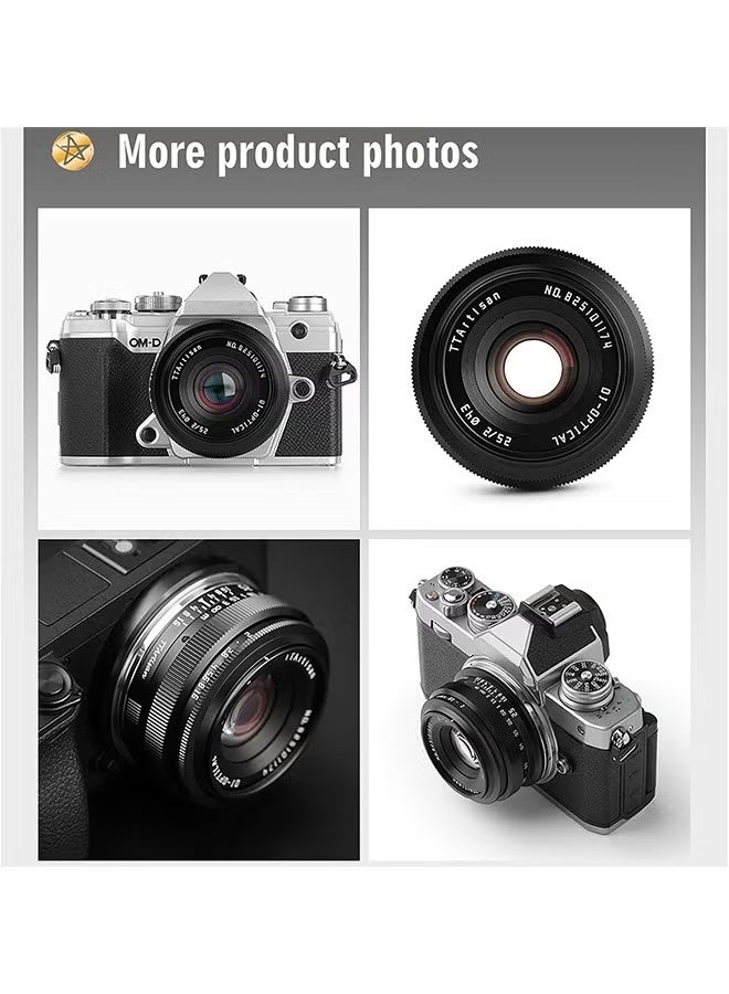 تترتيسان عدسة كاميرا بدون مرآة بيدية بمقاس 25 مم بفتحة f2 متوافقة مع منفذ Fuji X Mount للكاميرات X-A3 X-A5 X-A7 X-M1 X-M2 X-H1 X-T10 X-T20 X-T3 X-T4 X-T100 X-T200 X-T30 X-Pro3 X-E3 X-S10 X-H2S - Image 5