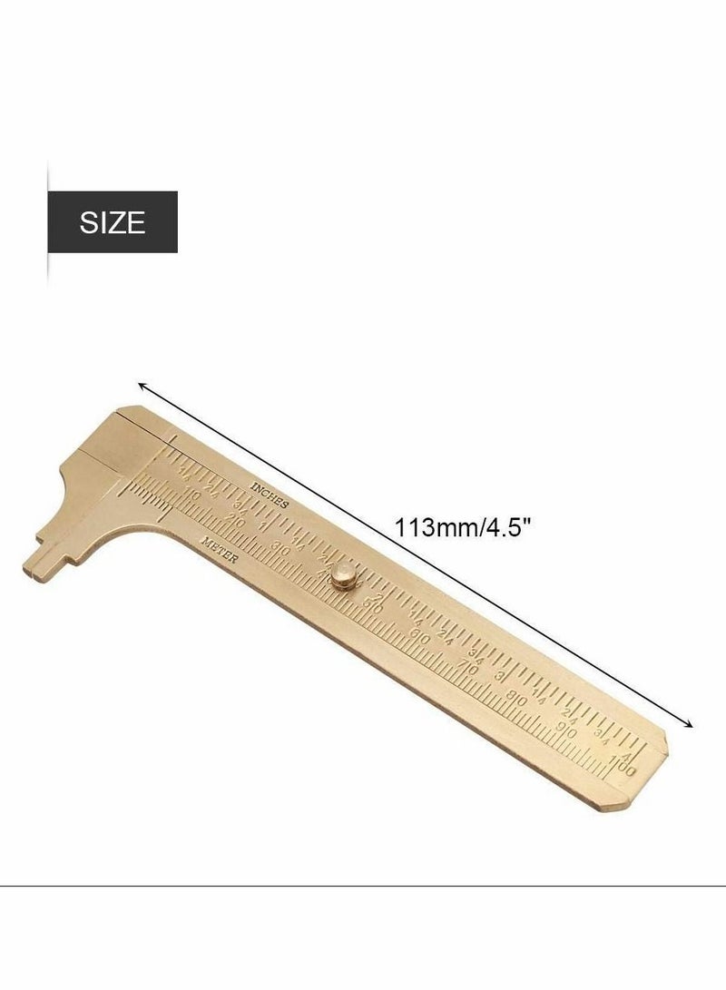 Retro Vernier Caliper, 1pc Mini Brass Sliding Gauge Pocket Vernier Caliper Ruler Measuring Tool Double Scales mm/inch (100mm) - Image 4