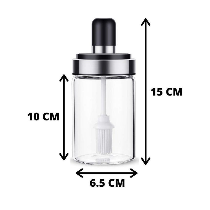FAGVA Borosilicate Glass and Stainless Steel Seasoning Oilhoney Dispenser Bottle for Kitchen with Oil Brush Transparent Oil Dispenser with Brush for Ghee Butter Oil Stoppers 250 Ml 1 Pcs - Image 5