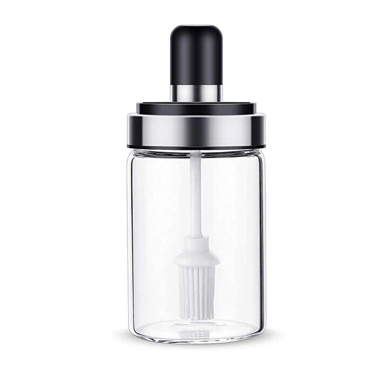 FAGVA Borosilicate Glass and Stainless Steel Seasoning Oilhoney Dispenser Bottle for Kitchen with Oil Brush Transparent Oil Dispenser with Brush for Ghee Butter Oil Stoppers 250 Ml 1 Pcs - Image 4