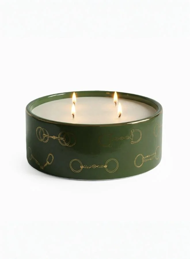 صلصال Fares Oud Wood Candle Olive Green - 1000g