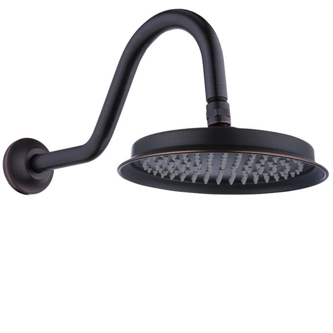 RAIN SHOWER HEAD9 VINTAGE SHOWER HEADS WITH EXTENSION CURVED SHOWER ARM TRADITIONAL ROUND RAINFALL SHOWERHEAD REPLACEMENT FOR SHOWER SYSTEM OIL RUBBED BRONZE