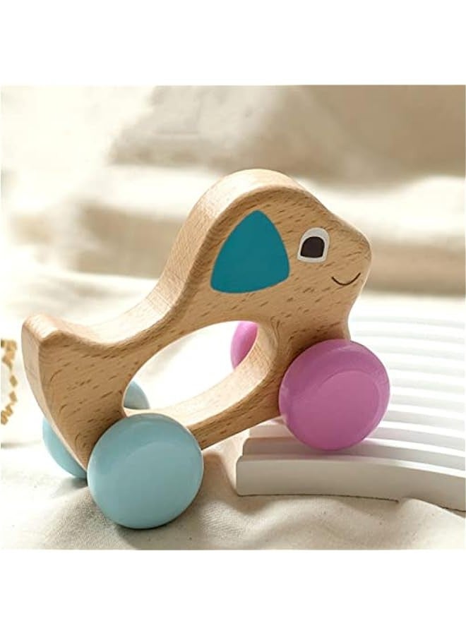 خشيشة خشبية للأطفال (أمي) من عمر 0 إلى 6 أشهر، 5 قطع خشيشة خشبية مع أجراس، خشيشة رنانة، ألعاب مونتيسوري للأطفال الرضع هدايا للأولاد والبنات - Image 4