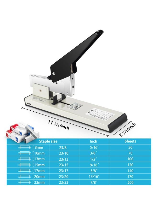 IMLIKE Heavy Duty Stapler with 2000 Staples: 200 Sheets Capacity Manual No Jam Office Stapler,Big Metal Labor-Saving Desk Stapler,Non-Slip,Include High Strength 23/13 & 23/23 Staples - Image 2