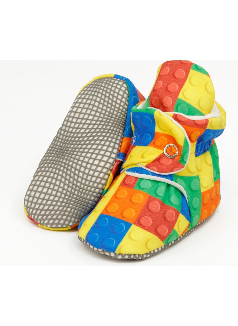 Ella Bonna Organic Cotton Baby Slippers, Non-Slip Sole, Newborn Booties, Home Nursery Shoes, Lego  - Image 5