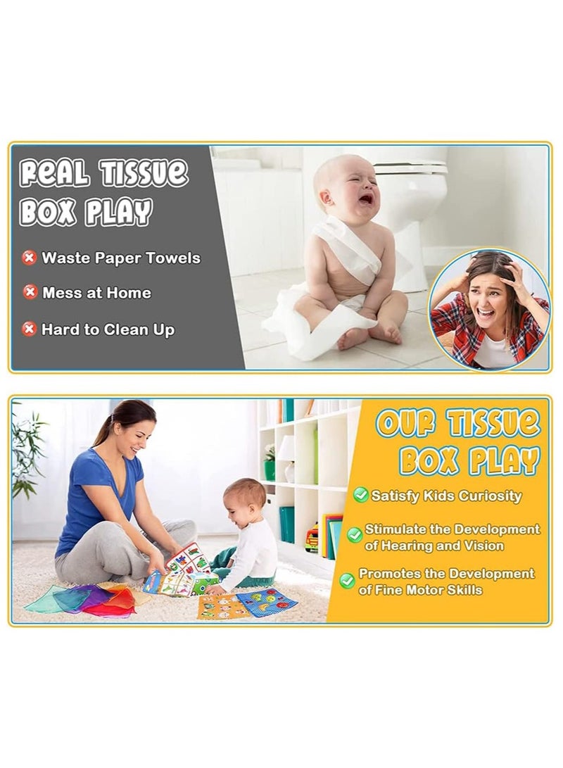 Baby Tissue Box Toy, Baby Montessori Soft Box Toy Set, Soft Newborn Sensory Toy, Suitable For 6-12 Months Old Children Magic Tissue Box Baby Toy or Kids Educational Preschool Learning