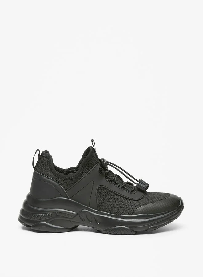 ميسي Women's Textured Chunky Sports Shoes with Drawstring Closure