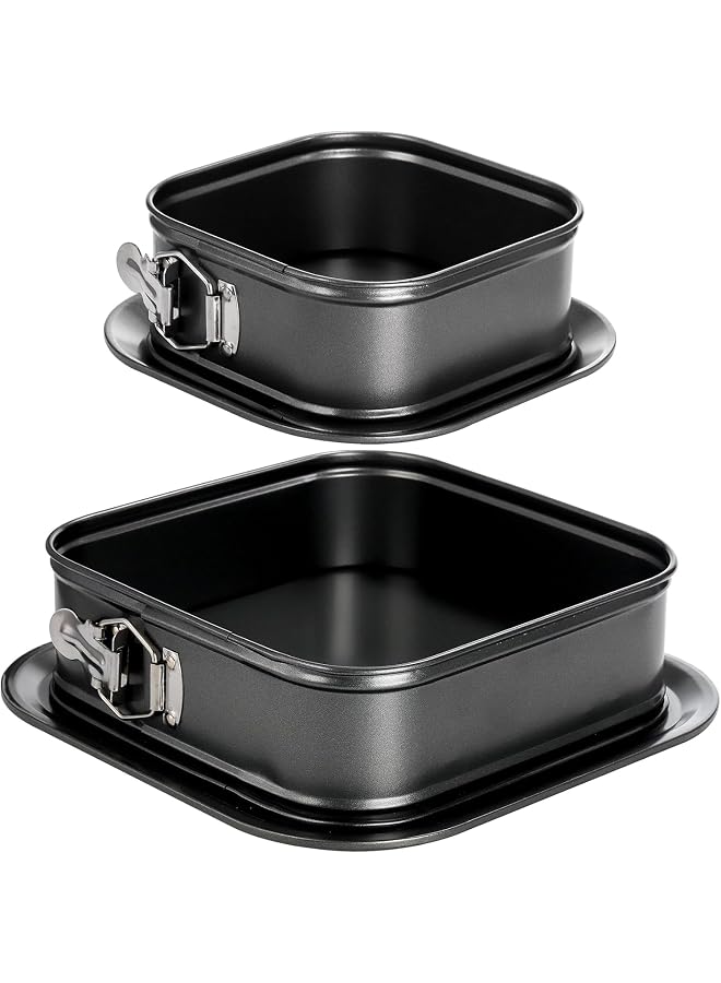 Springform Cake Pan, 2 Packs Springform Cake Pan Set, 7" 9" Nonstick Square Bakeware Cheesecake Pan, Carbon Steel Leakproof Baking Pan Set with Removable Bottoms for Instant Pot and Oven