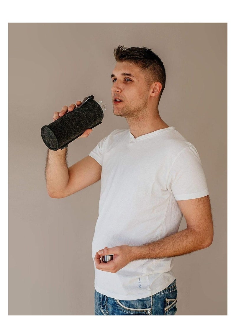 EQUA Glass Water Bottle - 25 oz - Leak Proof and BPA Free - from Borosilicate Glass and Felt Cover for Extra Protection 750ml - Image 5