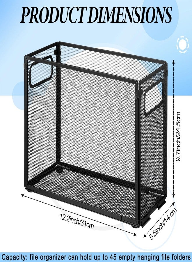 Otoolling 2 Pack Hanging File Holder, 10 Hanging Folders, Metal Mesh, Letter Size Folder Storage, Desktop Storage Cabinets, Office School Document(Gray,Small) - Image 2
