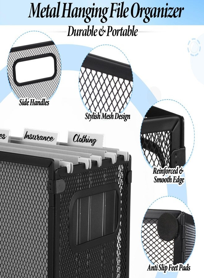 Otoolling 2 Pack Hanging File Holder, 10 Hanging Folders, Metal Mesh, Letter Size Folder Storage, Desktop Storage Cabinets, Office School Document(Gray,Small) - Image 4