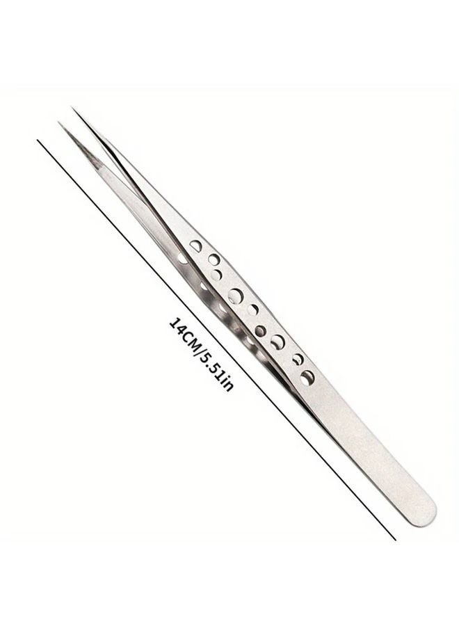 Stainless Steel Medical Tweezers Straight Tip Precision Laboratory Tool - Image 3
