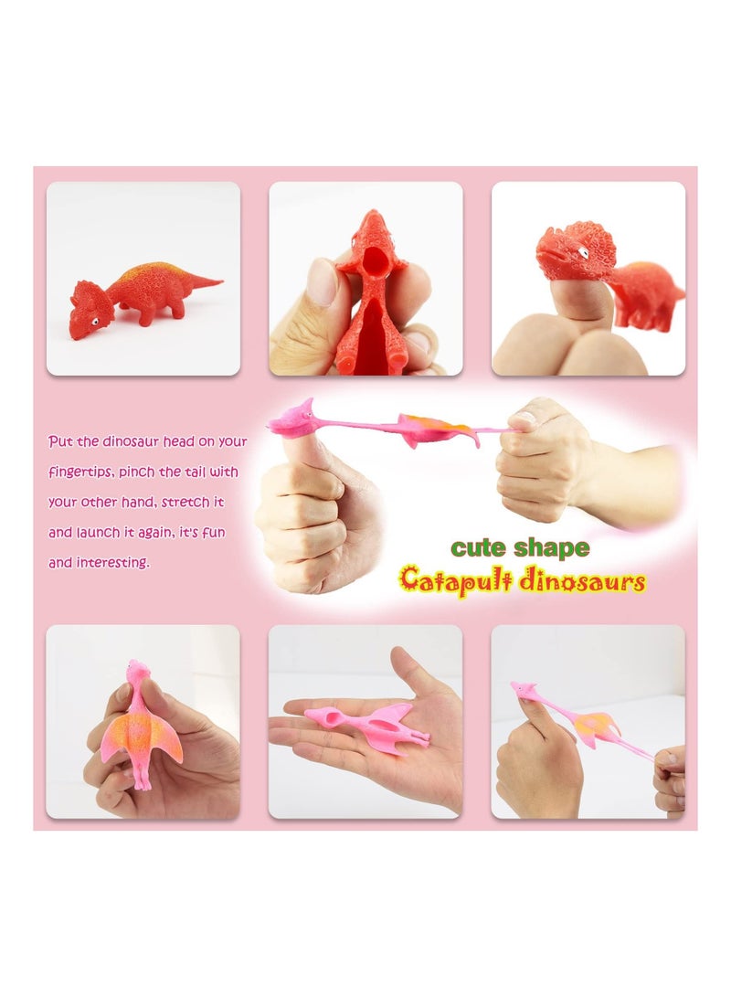 Y&D 30 Pcs Slingshot Dinosaur Finger Toys, Catapult Toys Cute Shapes MultiColors Stretchy for Flying Games Birthdays and Party Favors - Image 3