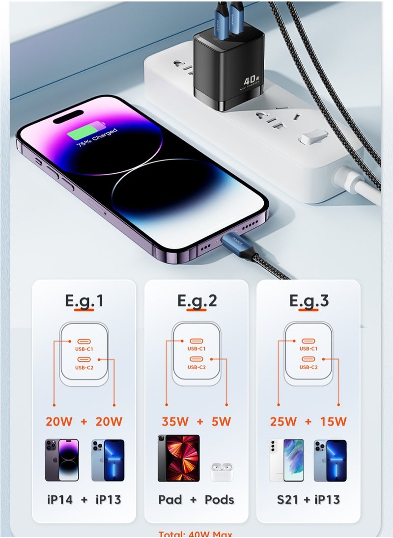 toocki 40W GAN Technology Fast Charger - Type C Adapter for iPhone 15 Pro Max Plus, Samsung S23, iPad - Rapid Charging Solution  - Image 3