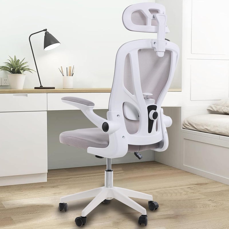 TDOO White Office Chair Ergonomic Desk Chair, 330 LBS Home Mesh Office Desk Chairs with Wheels, Comfortable Gaming Chair, High Back Office Chair for Long Hours - Image 1