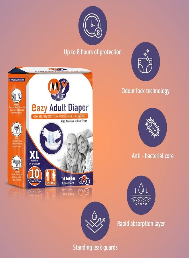 MYAID Unisex Easy Adult Diaper X-Large size. Tape Style. Higher Absorption & Longer Comfort - XL Size (10 Pc) Pack of 1 - Image 4