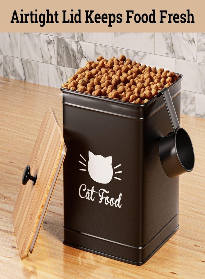 HB Design Co. Cat Food Storage Container with Scoop - 5-10 lb (25 Cup) Capacity Metal Cat Food Container with Airtight Bamboo Lid and Metal Scoop - Airtight Pet Food Storage Containers 5 lb - 10 lb Kibble Container - Image 4