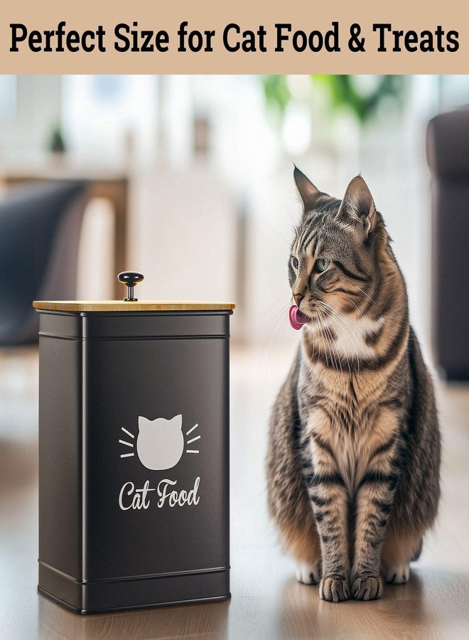 HB Design Co. Cat Food Storage Container with Scoop - 5-10 lb (25 Cup) Capacity Metal Cat Food Container with Airtight Bamboo Lid and Metal Scoop - Airtight Pet Food Storage Containers 5 lb - 10 lb Kibble Container - Image 5