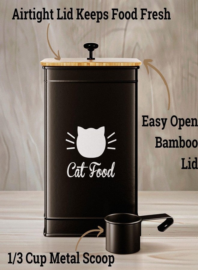 HB Design Co. Cat Food Storage Container with Scoop - 5-10 lb (25 Cup) Capacity Metal Cat Food Container with Airtight Bamboo Lid and Metal Scoop - Airtight Pet Food Storage Containers 5 lb - 10 lb Kibble Container - Image 2