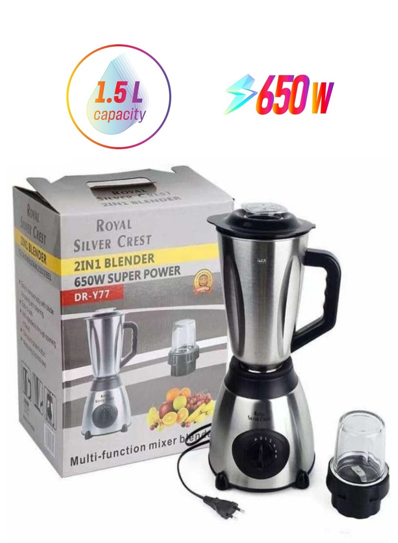 showkah 2-in-1 Blender, 6 Blade Heavy Duty Juicer, 2 Blade Coffee & Spice Grinder with 1500ml Stainless Steel & Small Glass Jar & 5 Speed Mode Blender - Image 1