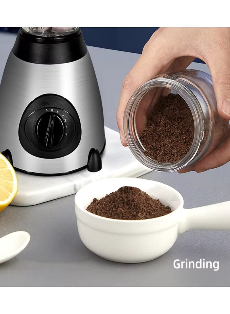 showkah 2-in-1 Blender, 6 Blade Heavy Duty Juicer, 2 Blade Coffee & Spice Grinder with 1500ml Stainless Steel & Small Glass Jar & 5 Speed Mode Blender - Image 4