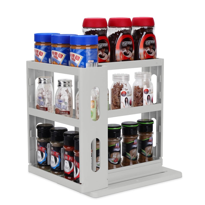 Dutiplus Spice Rack Organizer 3 tier Seasoning Holder, Pull and Rotated Storage Cabinet for Kitchen Bathroom Countertop 10.8â€H x 5.8â€W x 10.4â€D (Advance Gray) - Image 1
