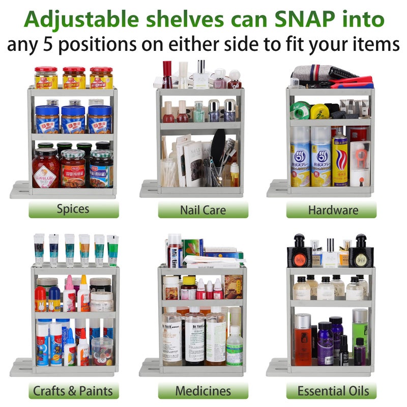 Dutiplus Spice Rack Organizer 3 tier Seasoning Holder, Pull and Rotated Storage Cabinet for Kitchen Bathroom Countertop 10.8â€H x 5.8â€W x 10.4â€D (Advance Gray) - Image 5