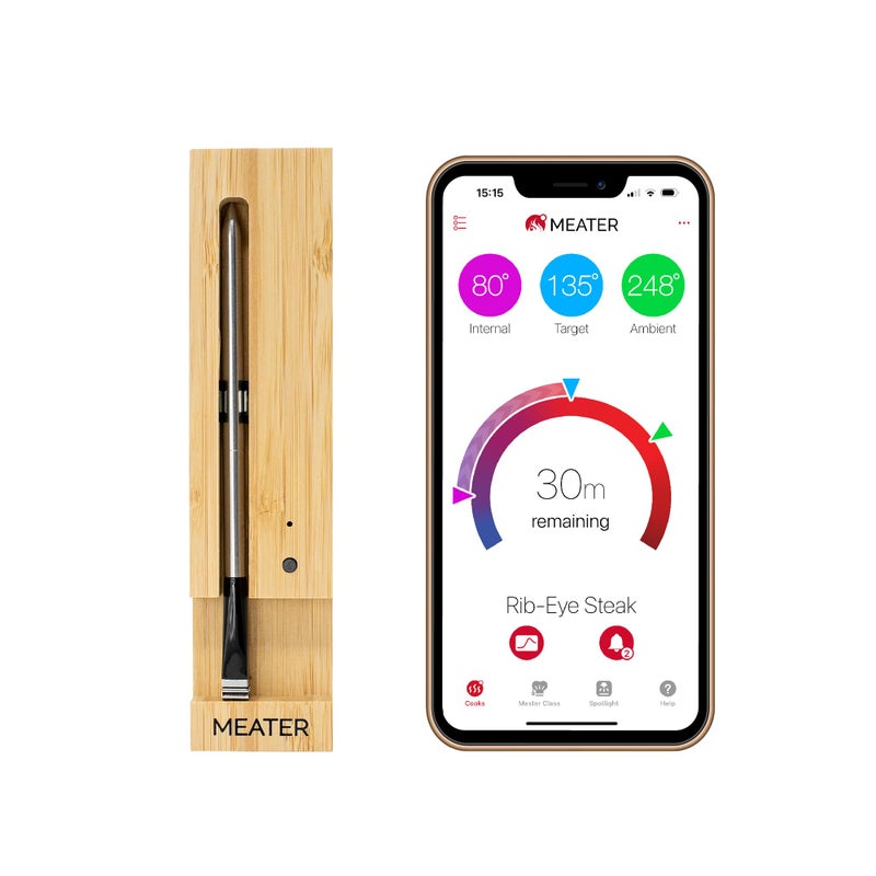 MEATER The Original True Wireless Smart Meat Thermometer for the Oven Grill Kitchen BBQ Smoker Rotisserie with Bluetooth and WiFi Digital Connectivity