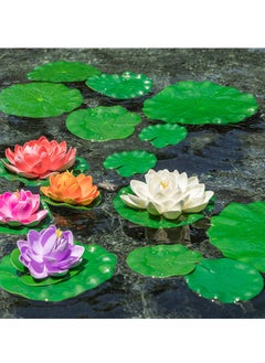 SYOSI Realistic Artificial Lily Pads for Ponds, 20 Pcs Floating Lotus Leaves, Water Lily Foliage Decor, Ideal for Koi Fish Pool, Patio, Aquarium  - Image 2