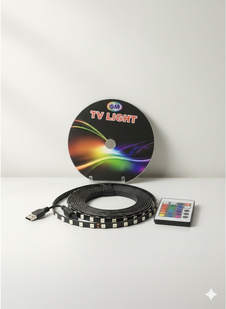5M RGB LED Strip Light – USB Powered – Black - Image 1