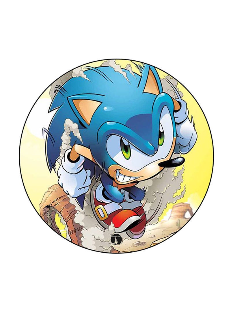 Video Game Sonic Printed Mouse Pad Round  Multicolour