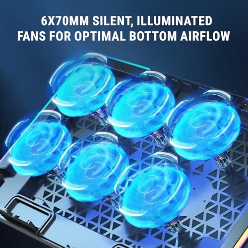 Ant Esports NC250 RGB Laptop Cooling Pad, Laptop Cooler with Mobile Holder 6 Quite Fans Fan Speed Controller 7 Height Adjustable Angle 2USB Ports Compatible for Laptop up to 15.6” - Image 3