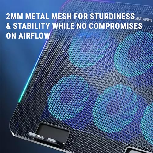 Ant Esports NC250 RGB Laptop Cooling Pad, Laptop Cooler with Mobile Holder 6 Quite Fans Fan Speed Controller 7 Height Adjustable Angle 2USB Ports Compatible for Laptop up to 15.6” - Image 4