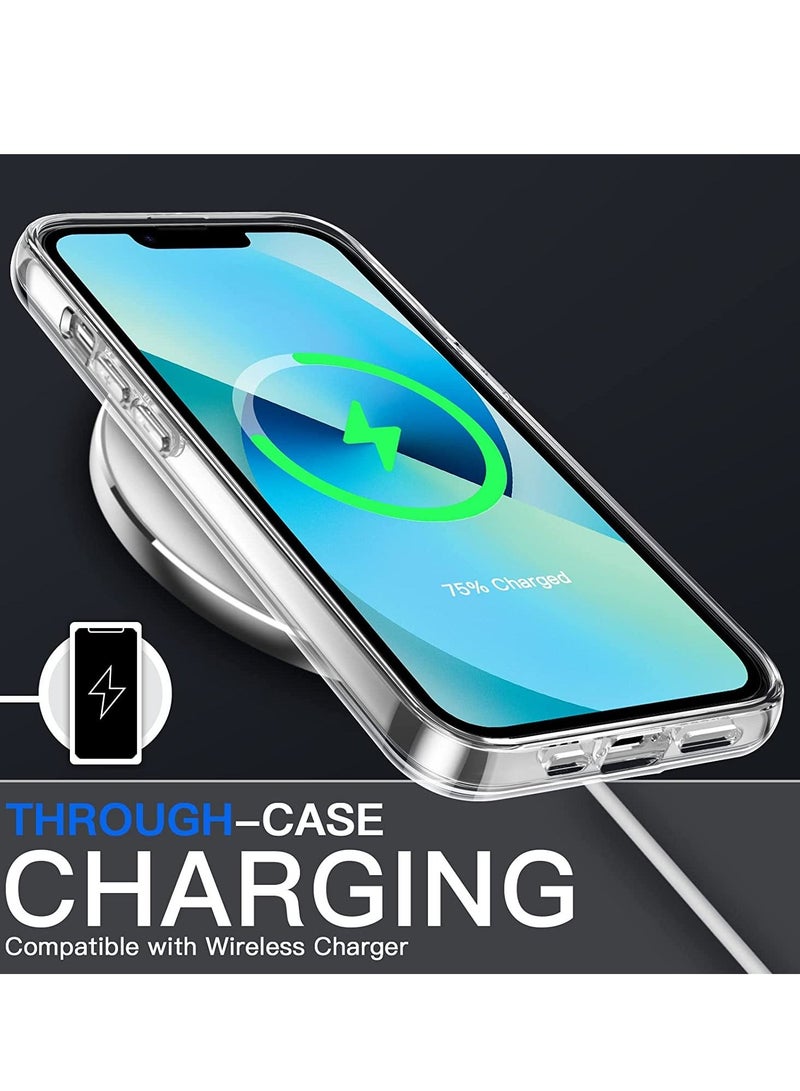 Jetech 3 in 1 Case for (iPhone 13) 6.1 Inch with Screen Protector and Camera Lens Protector Non Yellowing Shockproof Bumper Phone Cover Full Coverage Tempered Glass Film Clear - Image 3