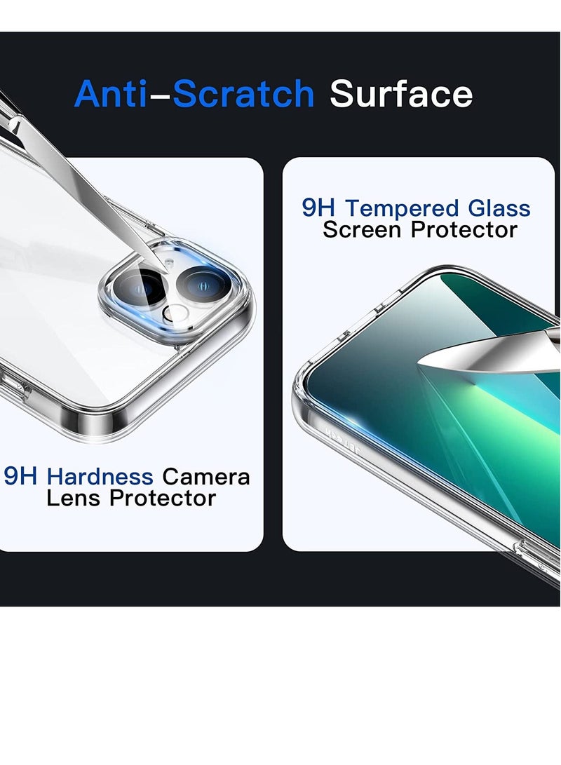 Jetech 3 in 1 Case for (iPhone 13) 6.1 Inch with Screen Protector and Camera Lens Protector Non Yellowing Shockproof Bumper Phone Cover Full Coverage Tempered Glass Film Clear - Image 4