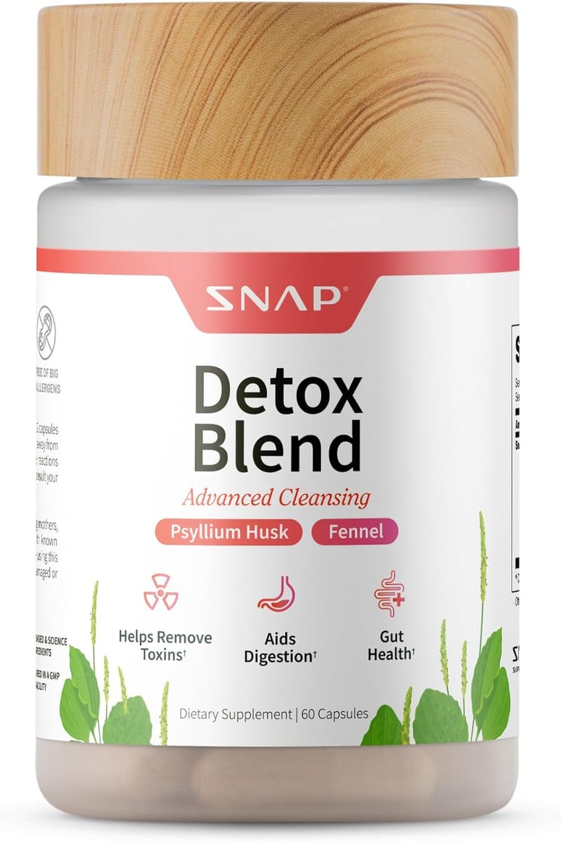 Snap Supplements Detox Cleanse Capsules  Advanced Blend for Full Body Detox  Cleanse Flush Out Toxins Improve Digestion  Gut Health Cleanse and Detox Licorice  Ginger Root 60 Capsules - Image 1
