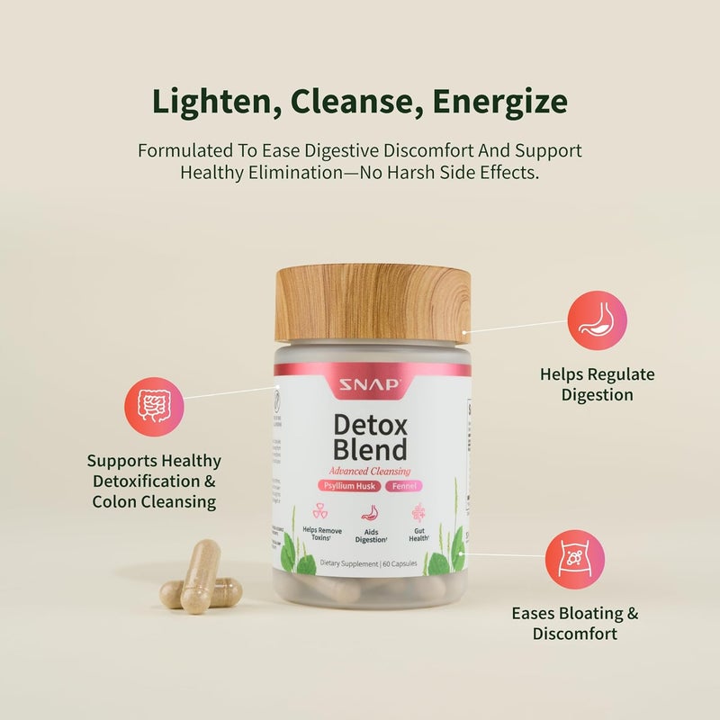 Snap Supplements Detox Cleanse Capsules  Advanced Blend for Full Body Detox  Cleanse Flush Out Toxins Improve Digestion  Gut Health Cleanse and Detox Licorice  Ginger Root 60 Capsules - Image 4