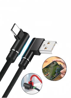 2 Pack 3.3FT(1m) 90 Degree Right Angle Braided Type C Fast Charging Cable USB-C Quick Charger Power Charge Cord
