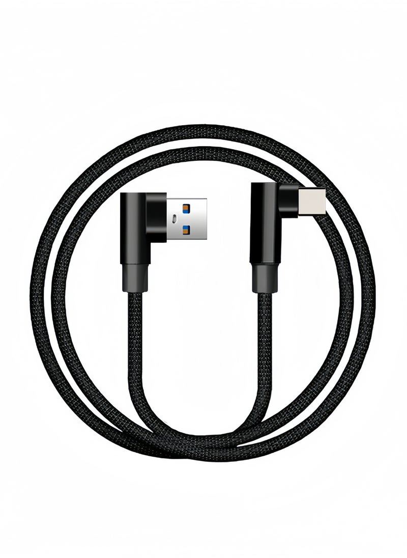 Generic - 2 Pack 3.3FT(1m) 90 Degree Right Angle Braided Type C Fast Charging Cable USB-C Quick Charger Power Charge Cord - Image 1