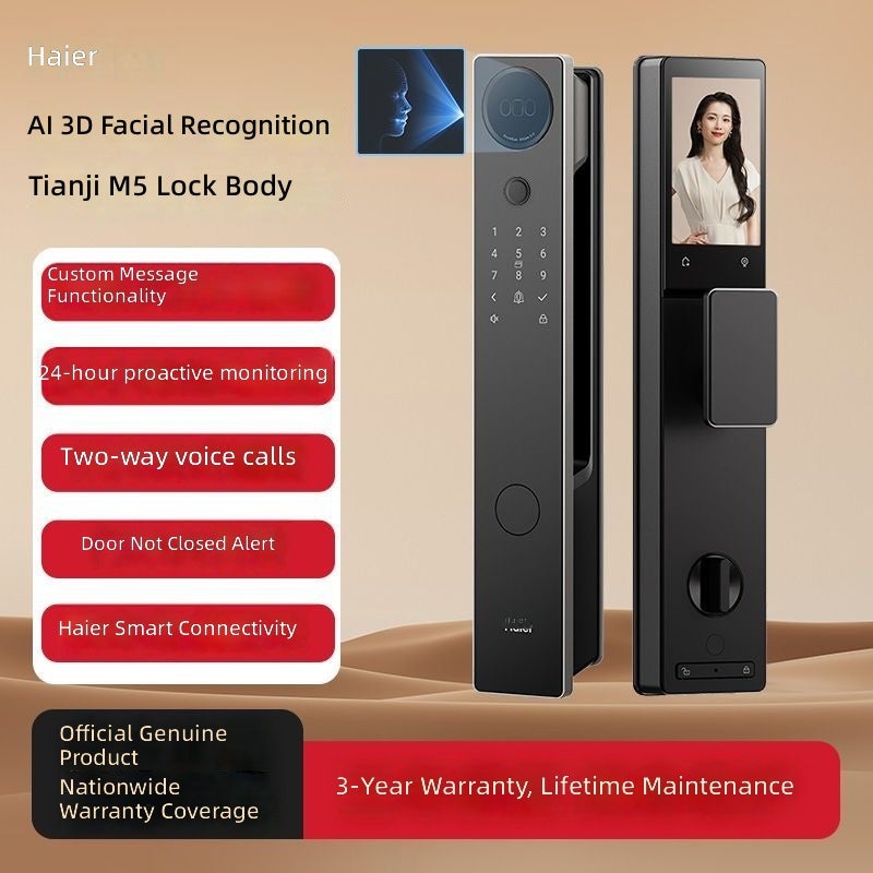 Haier P350 Smart Lock – 3D Face Recognition, Fingerprint, Password, IC Card, Full-Automatic, Large Screen - Image 1