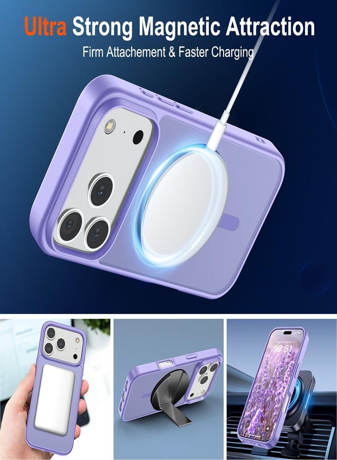 استلق جراب SUPFINE المغناطيسي لهاتف iPhone 17 Pro Max (متوافق مع MagSafe) (حماية من السقوط بمعايير عسكرية) غطاء هاتف شفاف غير لامع مقاوم للصدمات ومضاد لبصمات الأصابع، إصدار 2025، لون بنفسجي - Image 5
