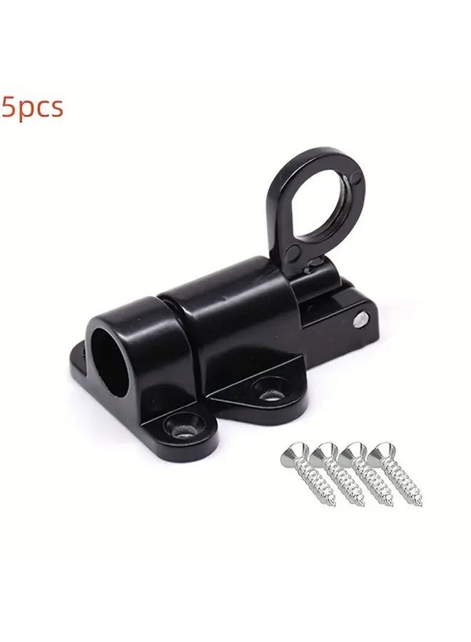 Black Aluminum Alloy Automatic Spring Window Door Pins 5pcs with Screws - Image 1