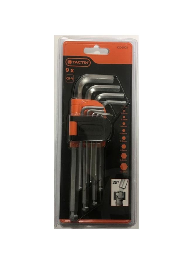 Tactix 9-Piece Metric Chrome-Vanadium Steel Ball Pein Hex Key Set Silver 206005 - Image 1