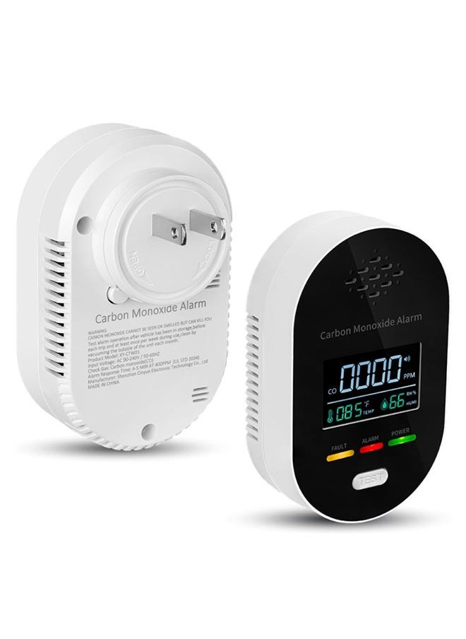 Carbon Monoxide Temperature And Humidity Three-In-One Alarm Detector ,Portable Mini Air Quality Monitor,Real-Time Synchronous Detection Of Data (UKplug)