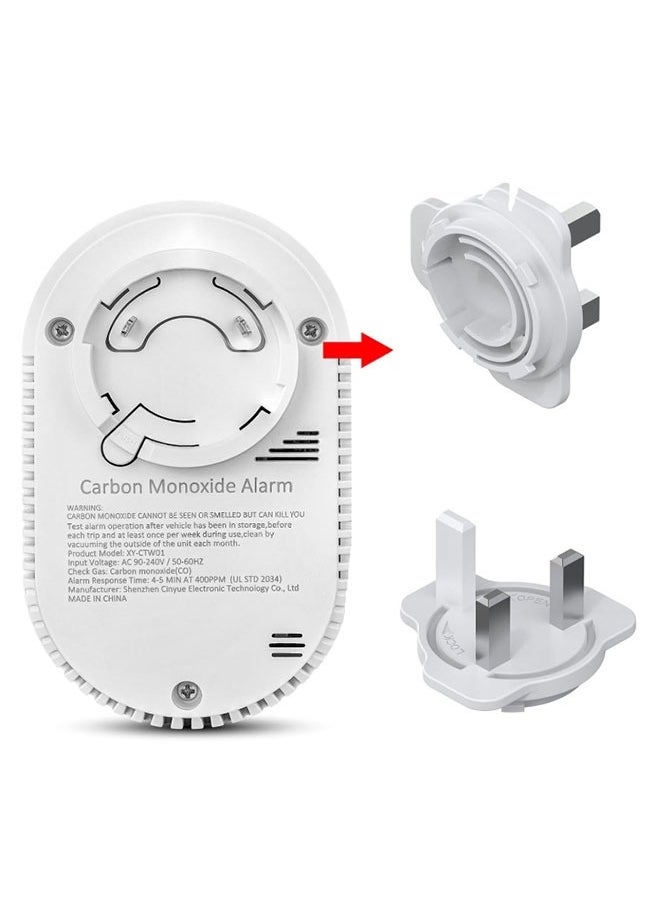 Carbon Monoxide Temperature And Humidity Three-In-One Alarm Detector ,Portable Mini Air Quality Monitor,Real-Time Synchronous Detection Of Data (UKplug)