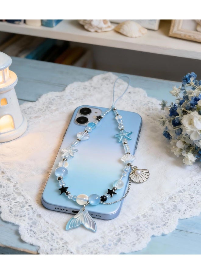 سلسلة هاتف على شكل صدفة بحرية، سوار معصم مزين بحبل وخرز، سلسلة مفاتيح لحقيبة الهاتف للبنات، مجوهرات حبل معلقة - Image 3