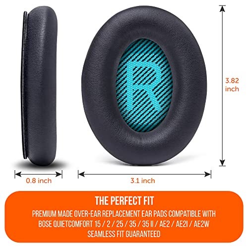 WC Wicked Cushions Upgraded Replacement Ear Pads for Bose Headphones - Compatible with QC15 / QC25 / QC35 & 35 ii / QC2 / AE2 / AE2i / AE2W / Soundlink - Softer Leather, Luxury Memory Foam | Black - Image 5