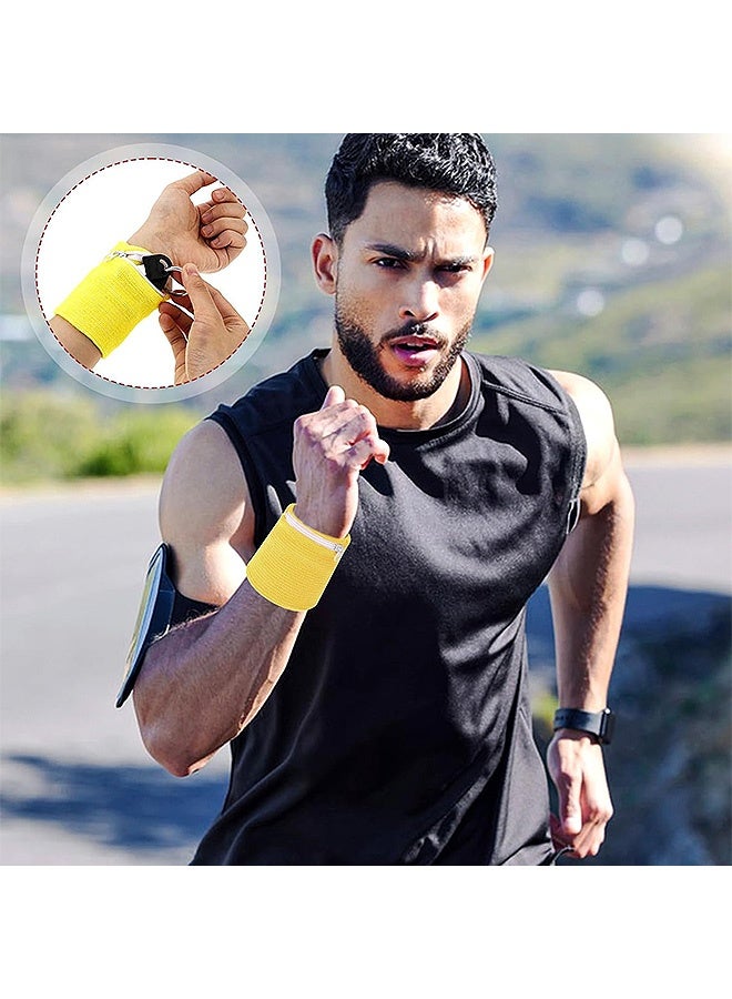 MXN 4 Pcs Sports Wrist Wallet with Zipper - Cotton Wristband Pocket Wrist Pouch, Key Holder for Gym Sports Running Walking Hiking Travel - Image 5