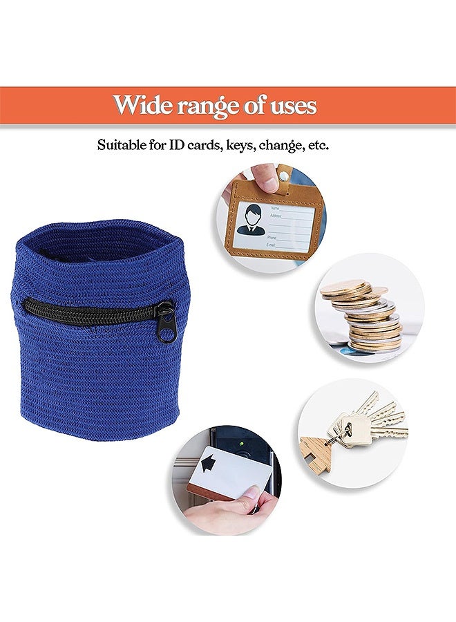 MXN 4 Pcs Sports Wrist Wallet with Zipper - Cotton Wristband Pocket Wrist Pouch, Key Holder for Gym Sports Running Walking Hiking Travel - Image 4