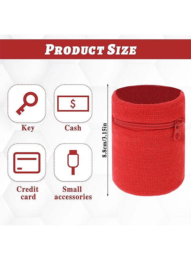 MXN 4 Pcs Sports Wrist Wallet with Zipper - Cotton Wristband Pocket Wrist Pouch, Key Holder for Gym Sports Running Walking Hiking Travel - Image 2